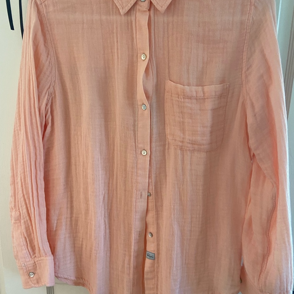 Rails peach button down shirt